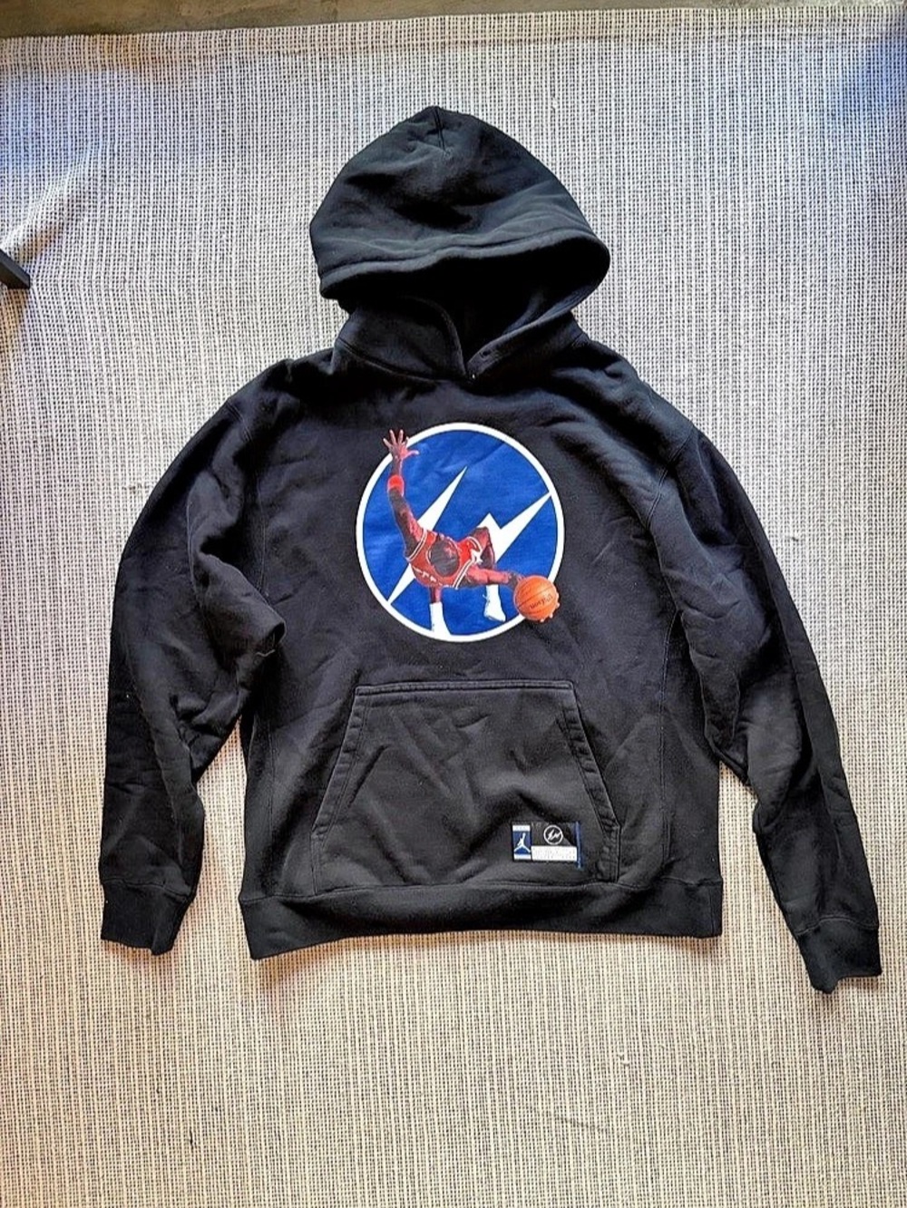 Jordan x Fragment Image Pullover Hoodie Size Large Black DA2991-010